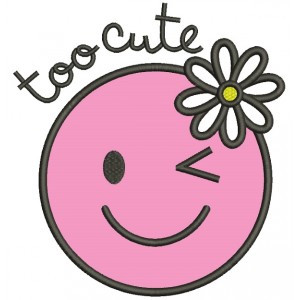 Too Cute Smiley Face Applique Machine Embroidery Design Digitized Pattern